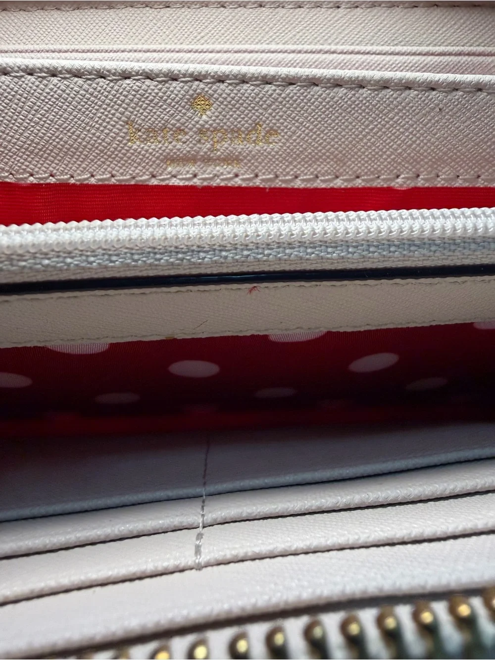 kate spade beige Minnie Mouse zip-around wallet